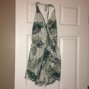 Tropical Halter top shorts romper